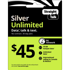 Straight Talk $45 Refill Silver Unlimited Plan Straight Talk $45 Refill Silver Unlimited Plan